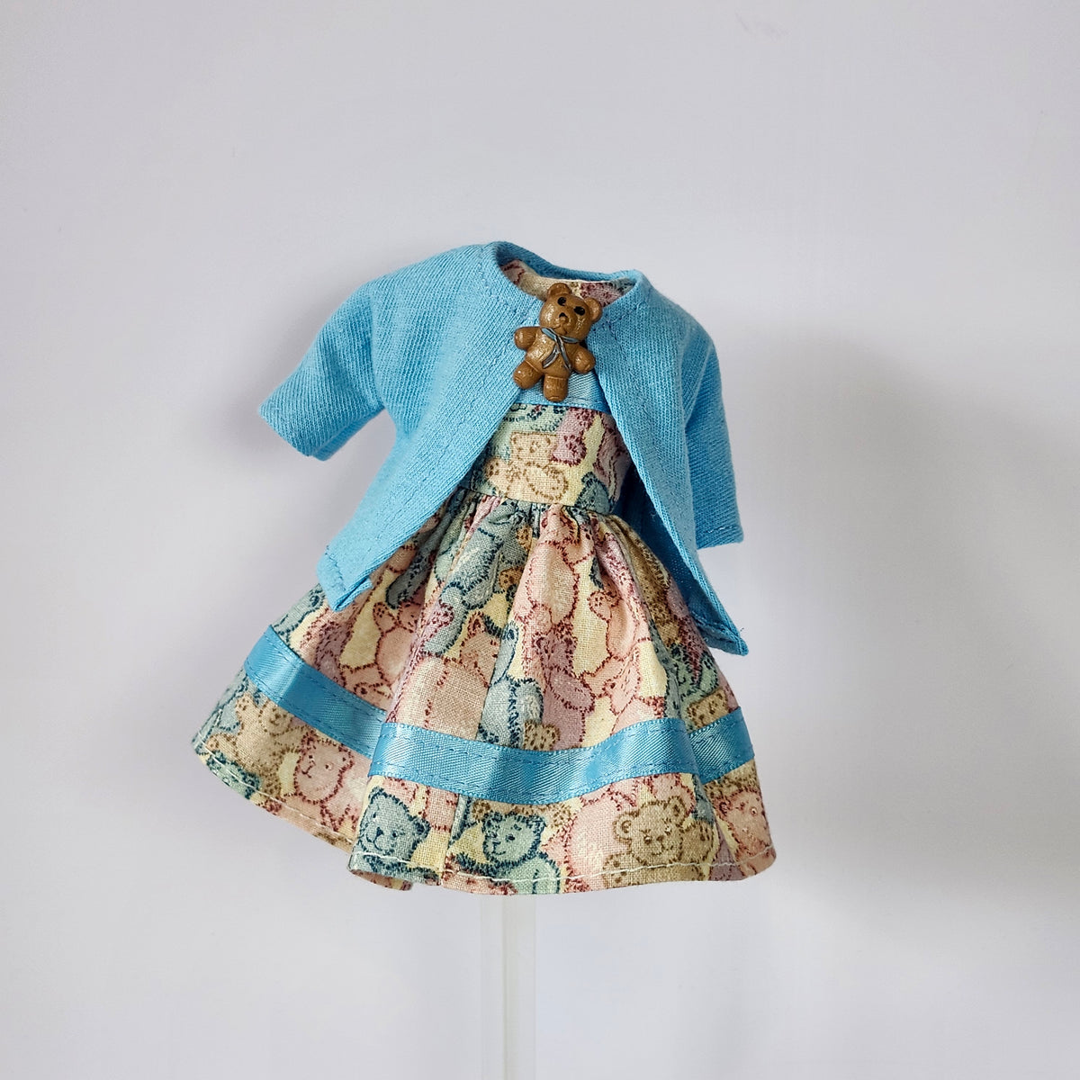 Teddy Bear Dress and Sweater for 9" girl fashion dolls