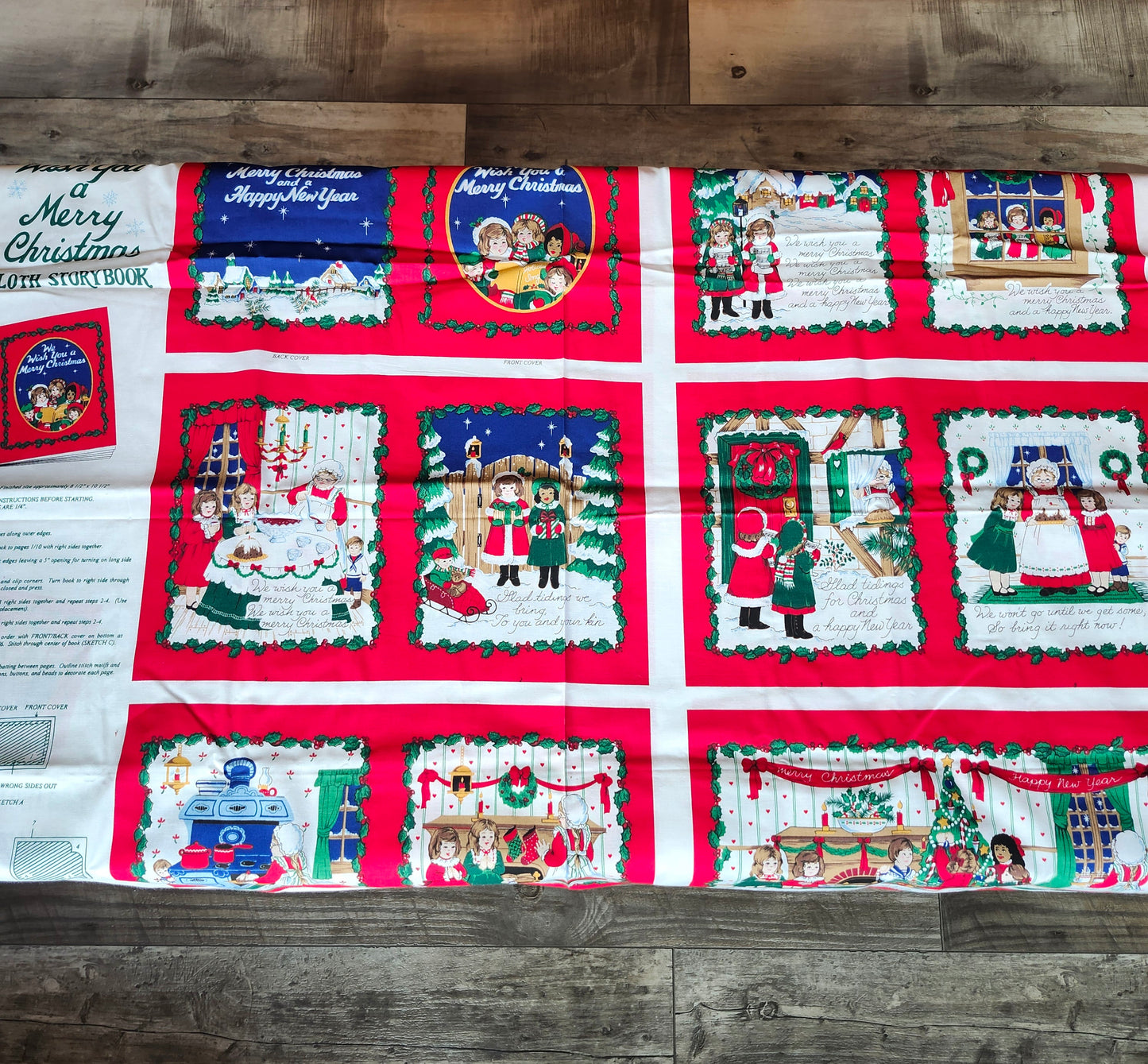 Christmas Book "We Wish you a Merry Christmas" Cut and Sew Panel