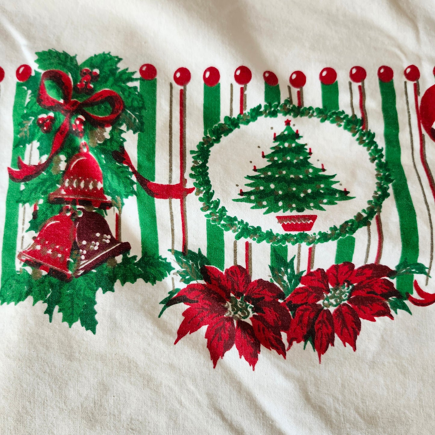 Christmas Wreaths Vintage Tablecloth