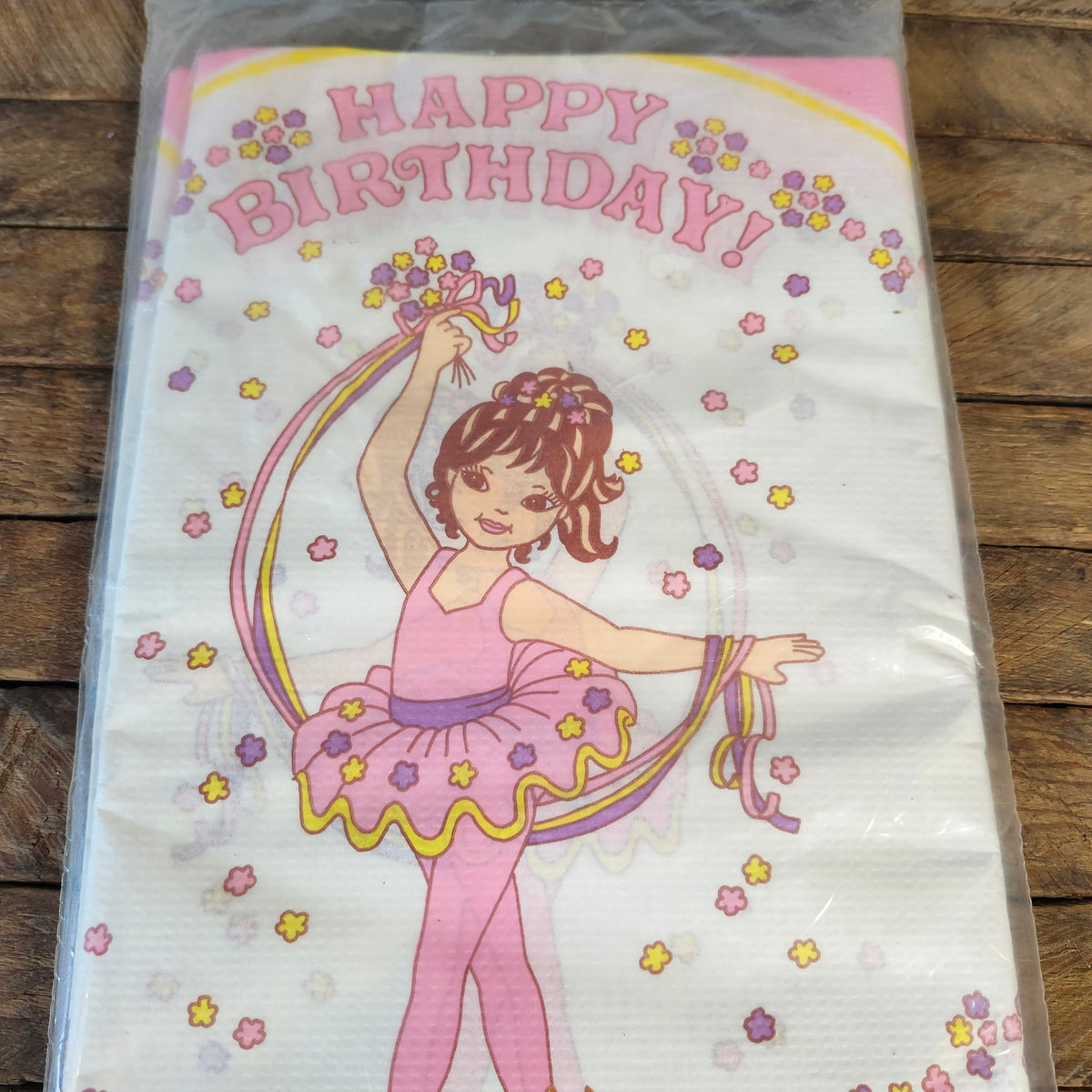 Vintage Happy Birthday Ballerina Girl Table Cover