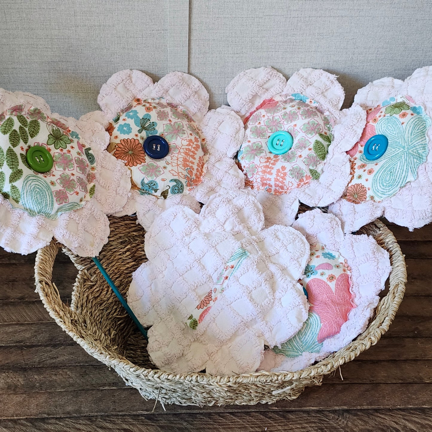 Pink Chenille Fabric Flower