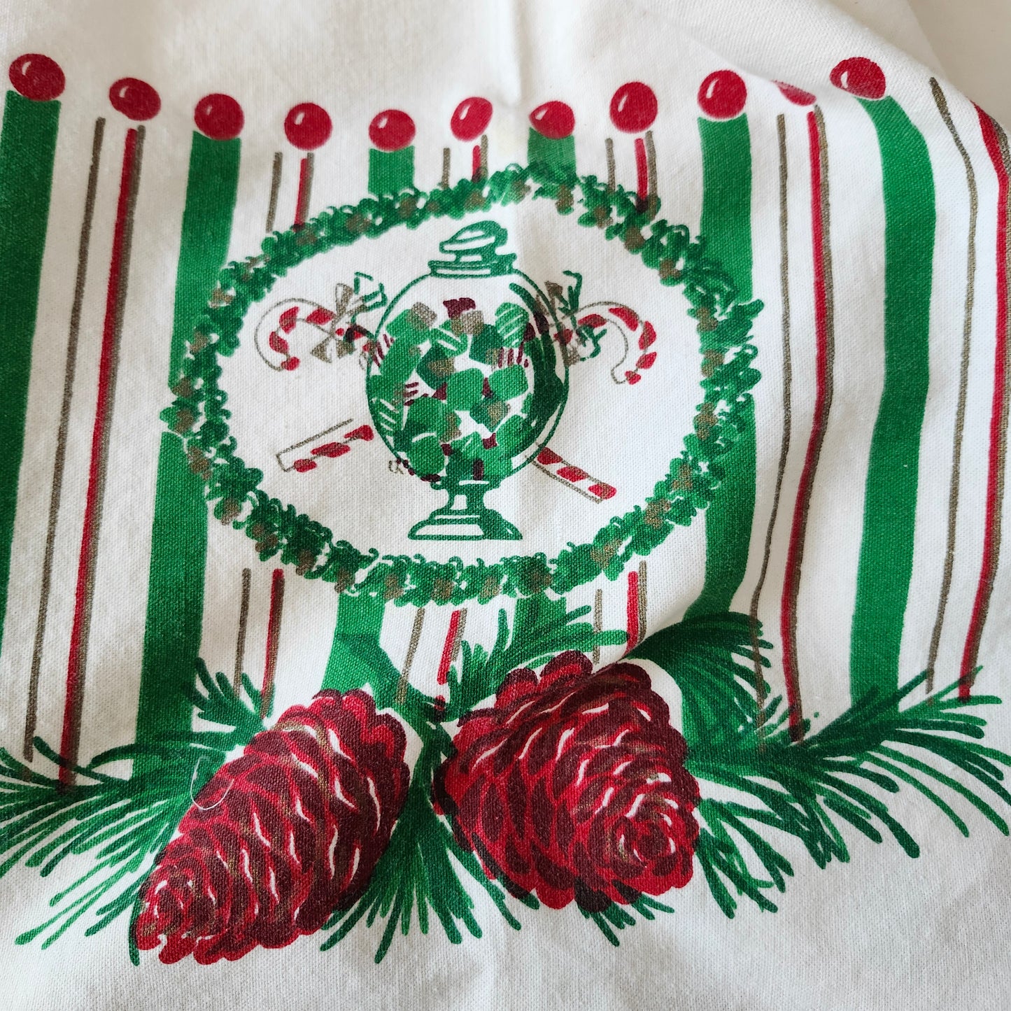 Christmas Wreaths Vintage Tablecloth