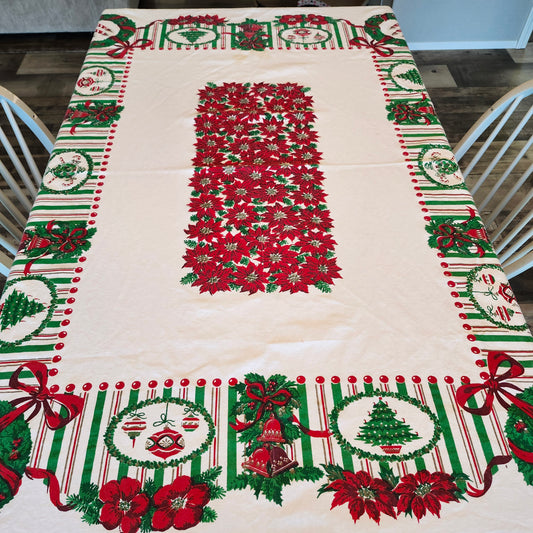 Christmas Wreaths Vintage Tablecloth