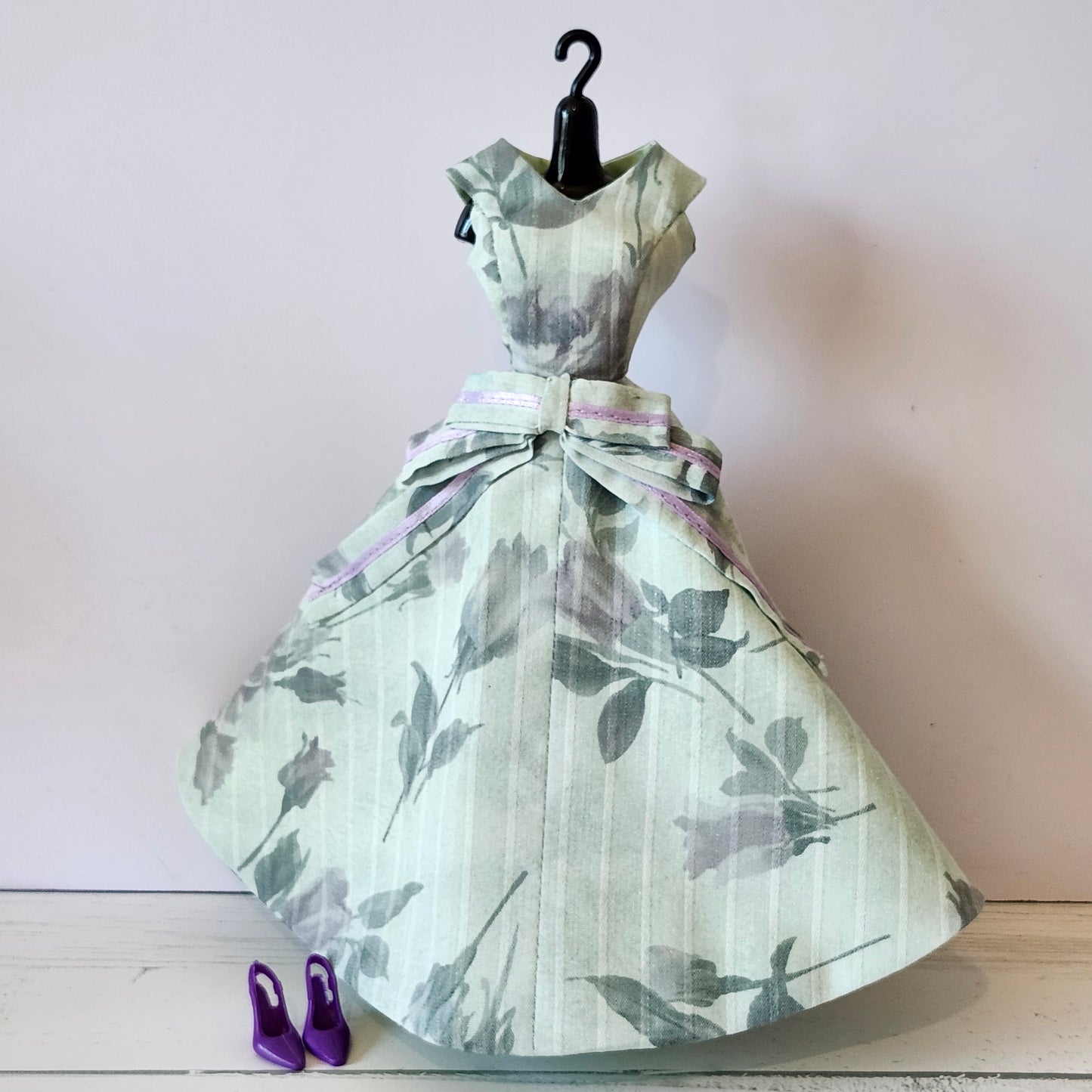 Green and Purple Bow Front Evening Gown for 11 1/2" fashion dolls
