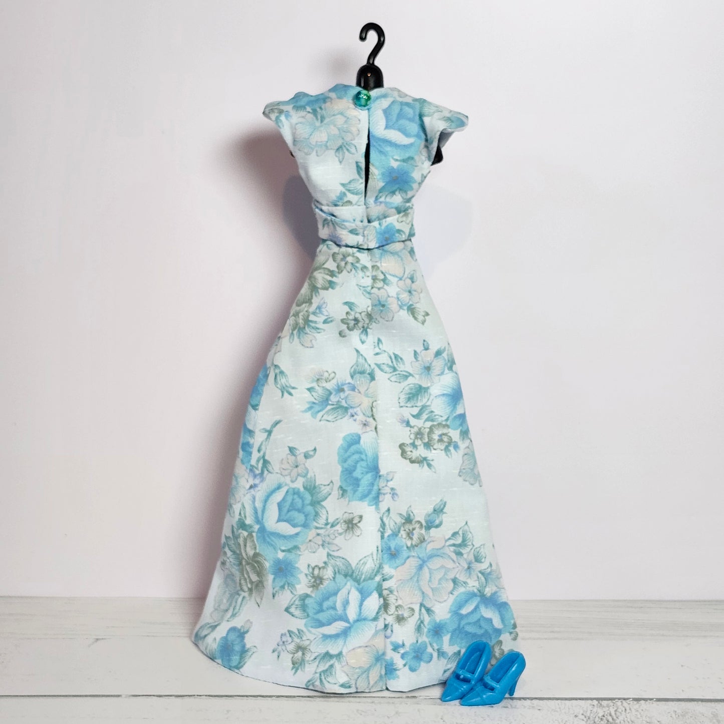 Blue Floral 1930's Style Evening Gown for 11 1/2" fashion dolls