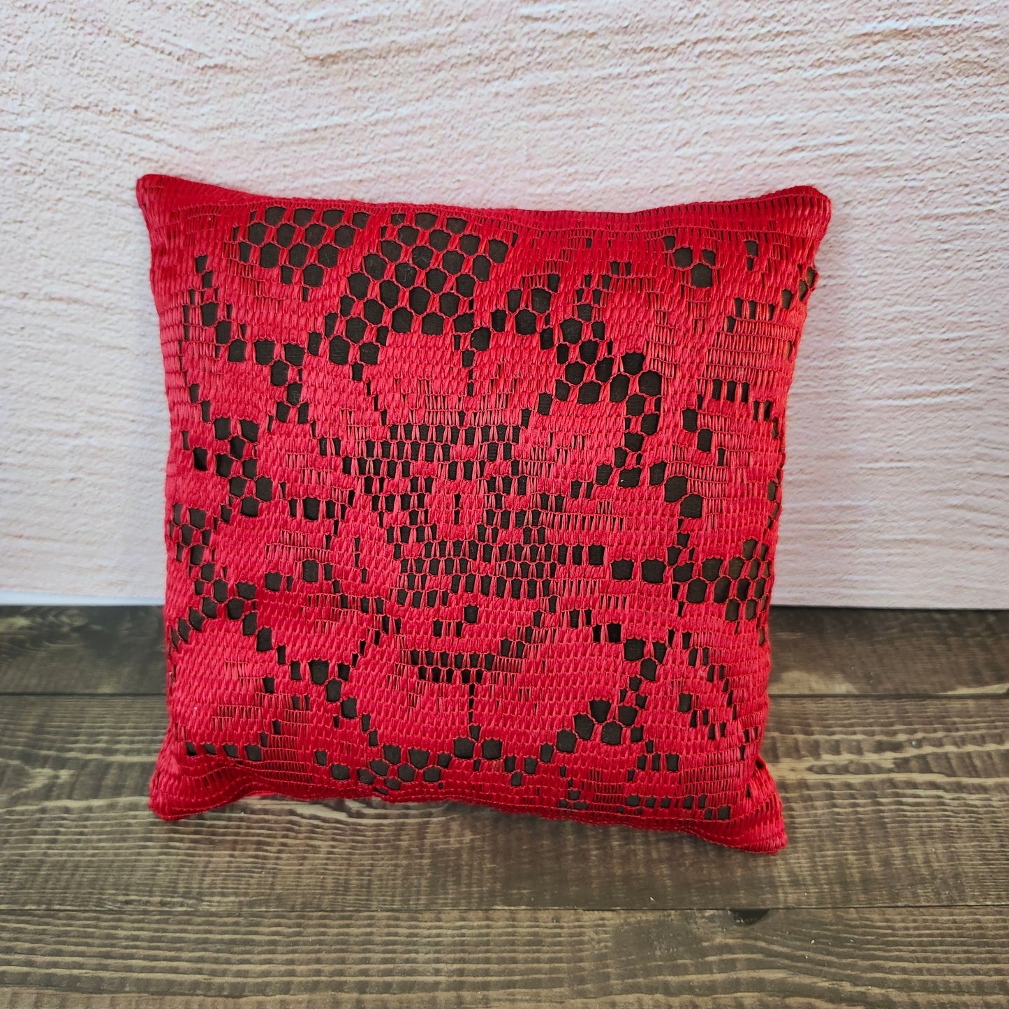 Red Rose Lace Small Pillow
