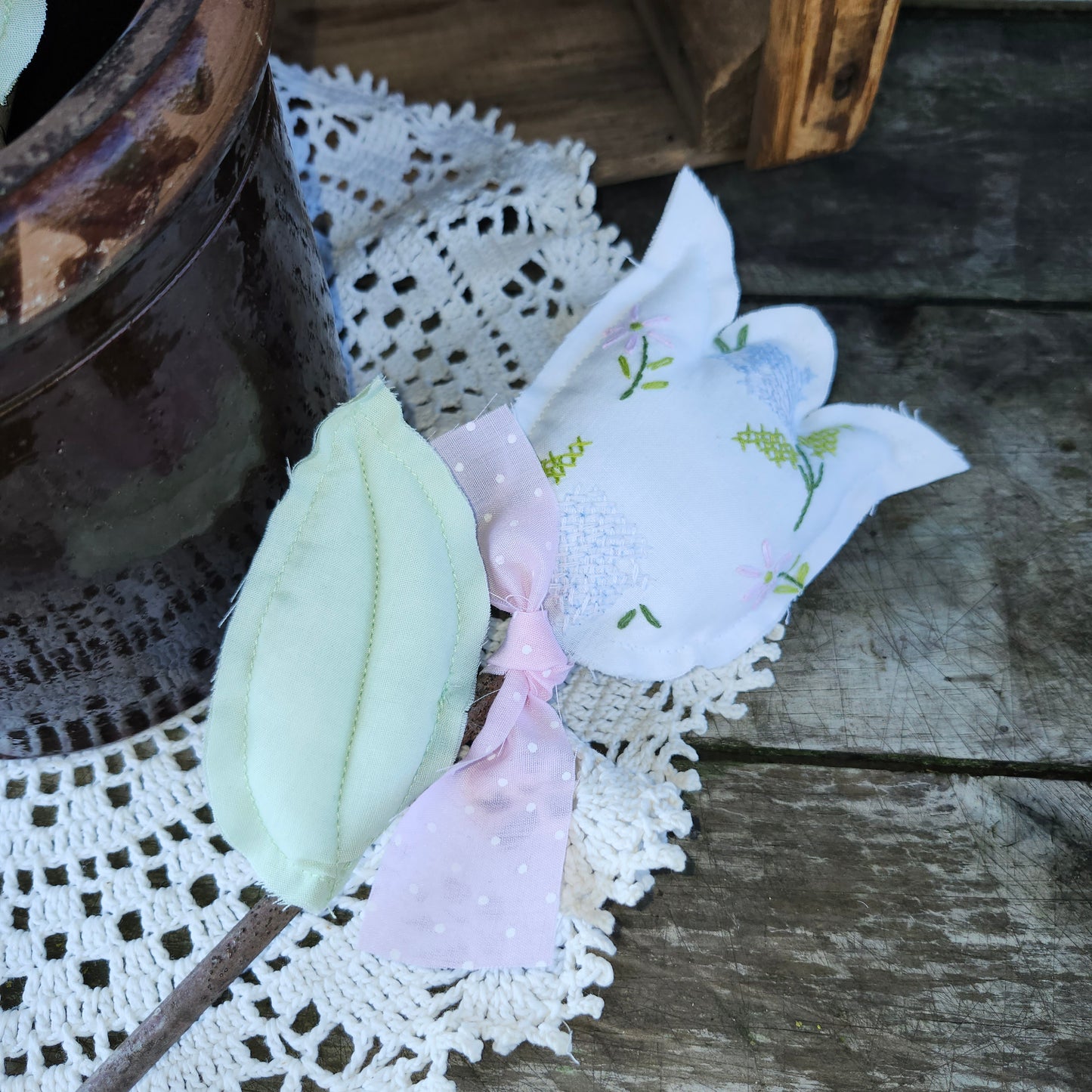 Tulip Flower handmade from vintage linens