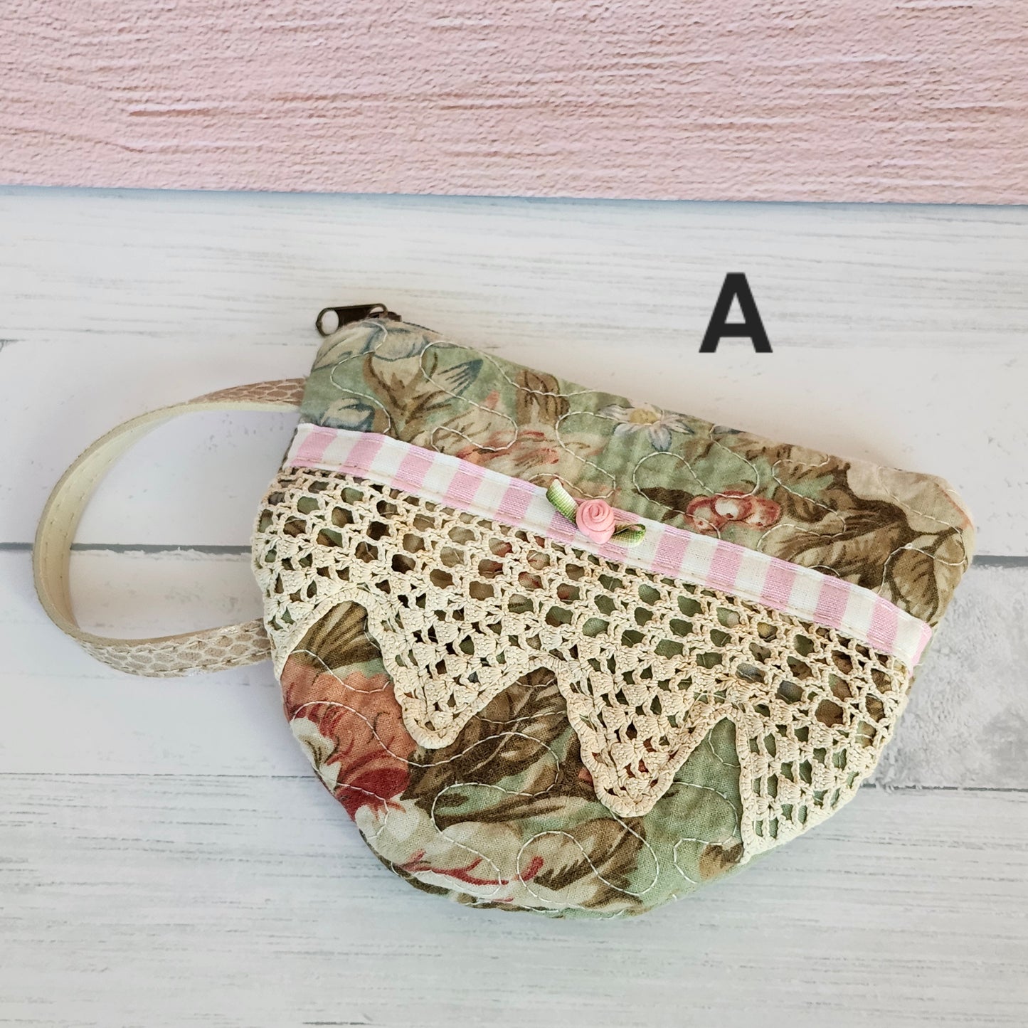 Flowers and Lace Quilted Teacup Pouch