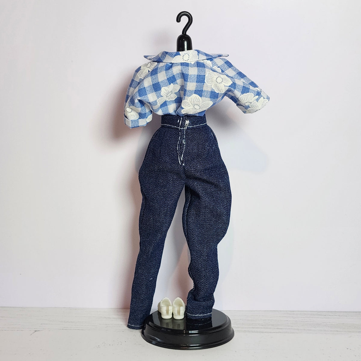 Blue Gingham Daisies and Denim Outfit for 11 1/2" fashion dolls