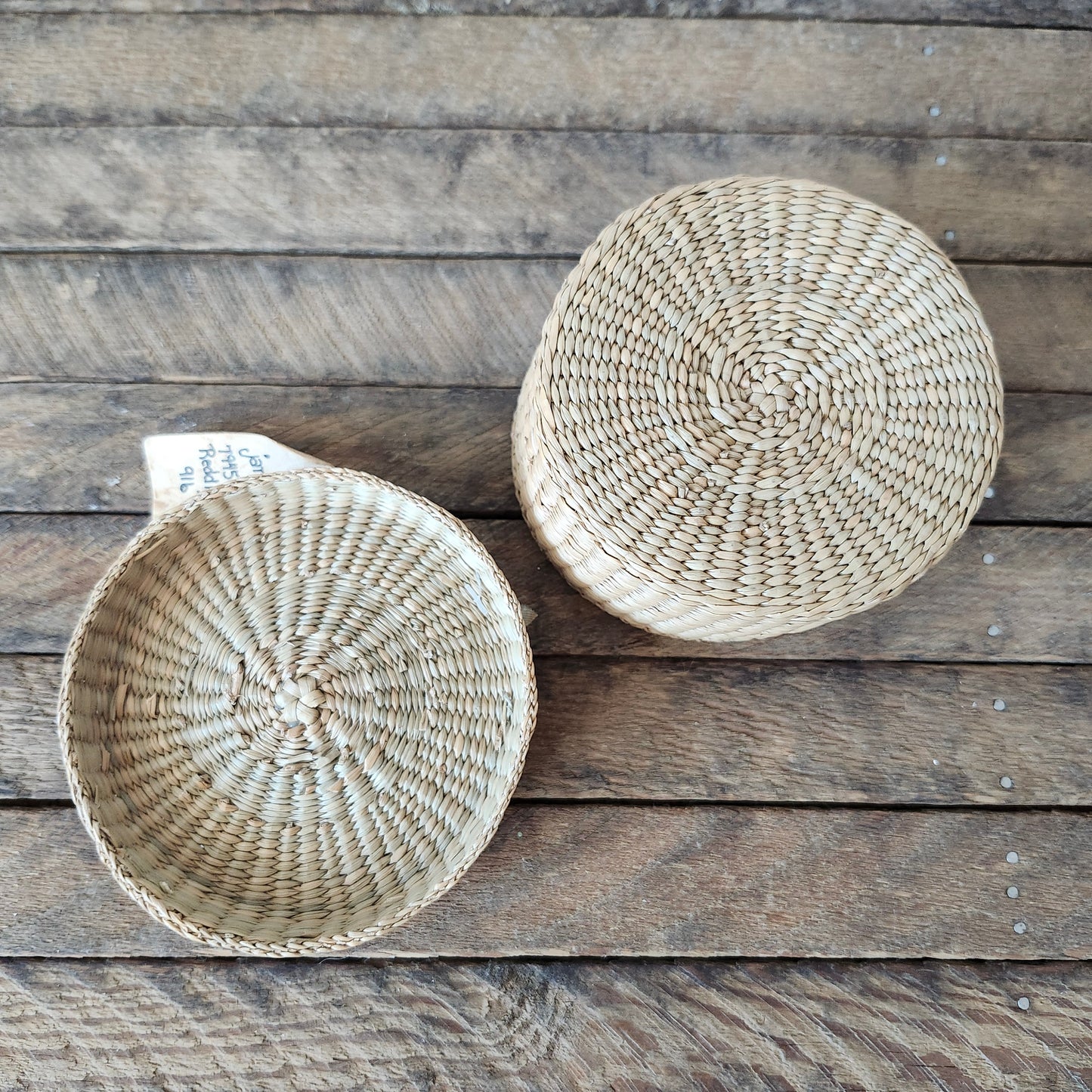 Vintage Handwoven Basket with Flowers on the Lid