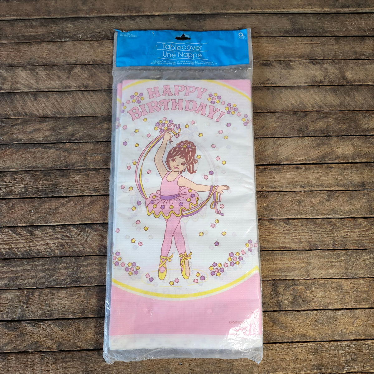 Vintage Happy Birthday Ballerina Girl Table Cover