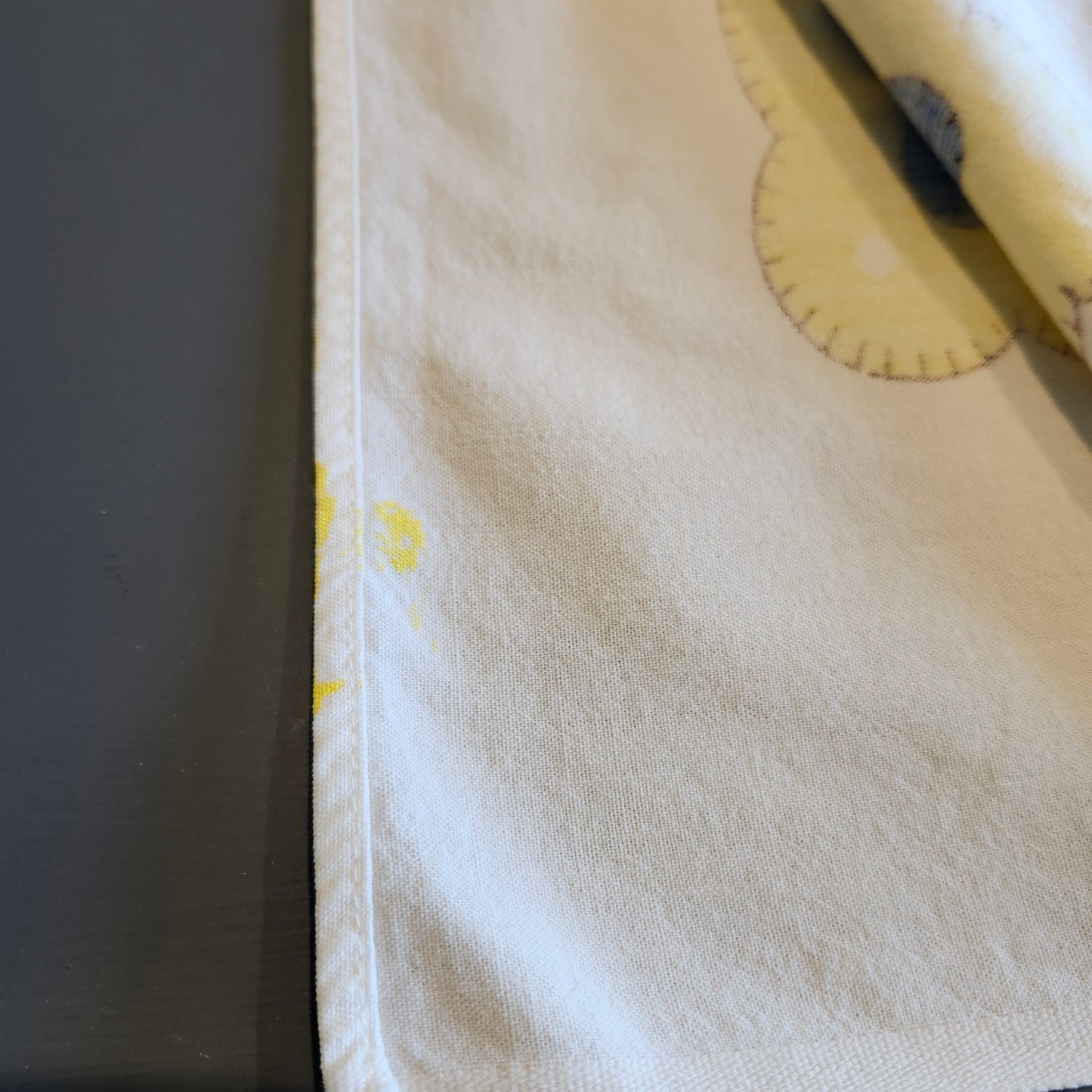 Yellow and Blue Fruit Design Vintage Tablecloth