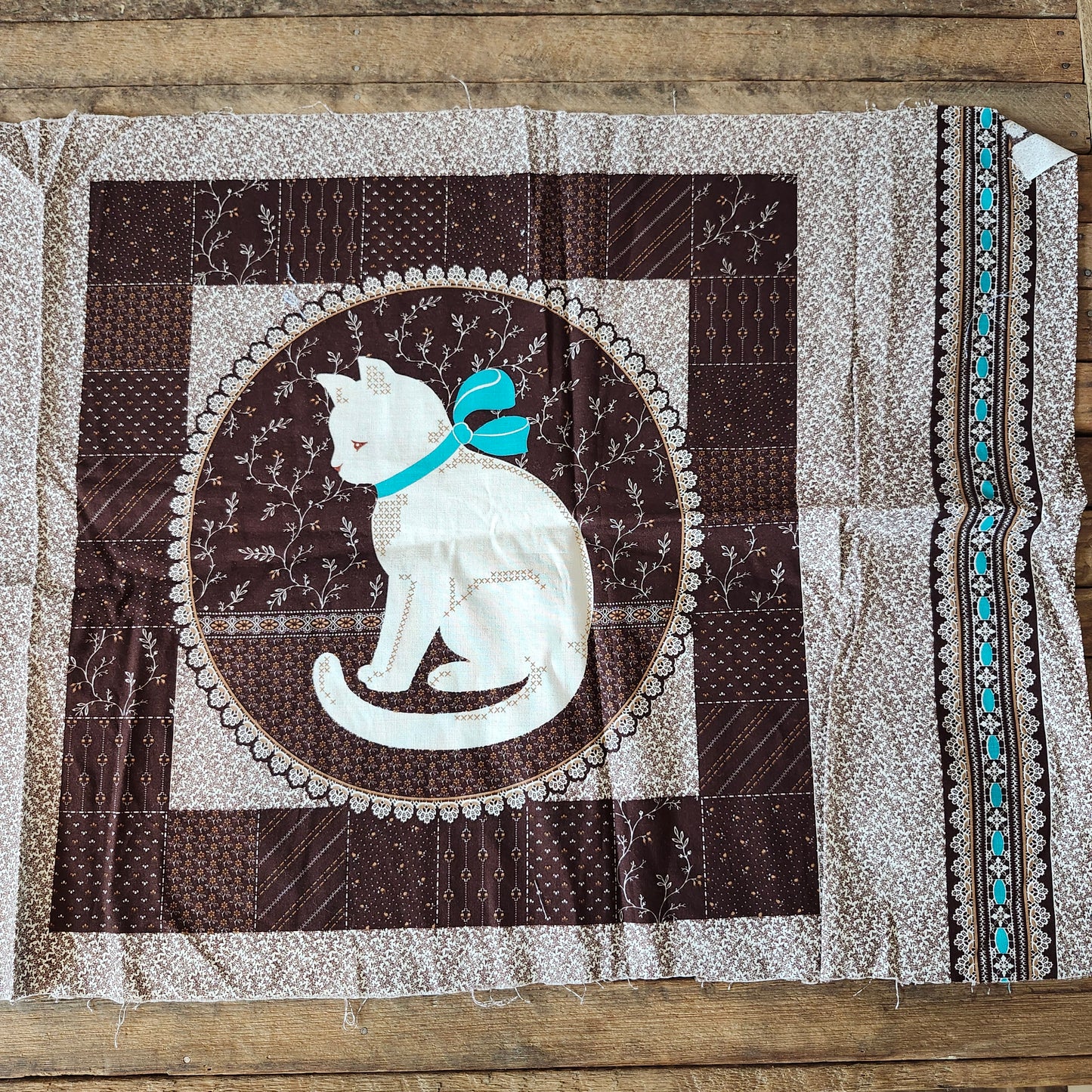 Cat "Simple Treasures Pillow" Cut and Sew Panel