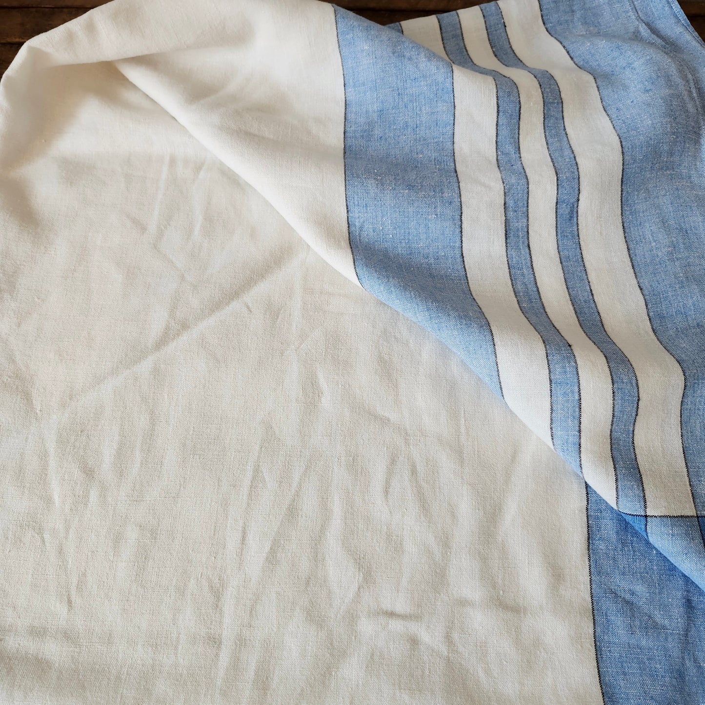 Blue and White Plaid Vintage Tablecloth