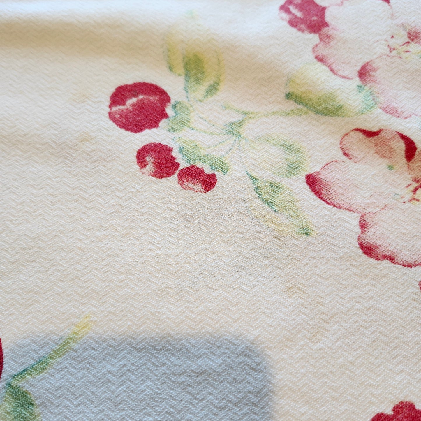 Red Floral Vintage Tablecloth