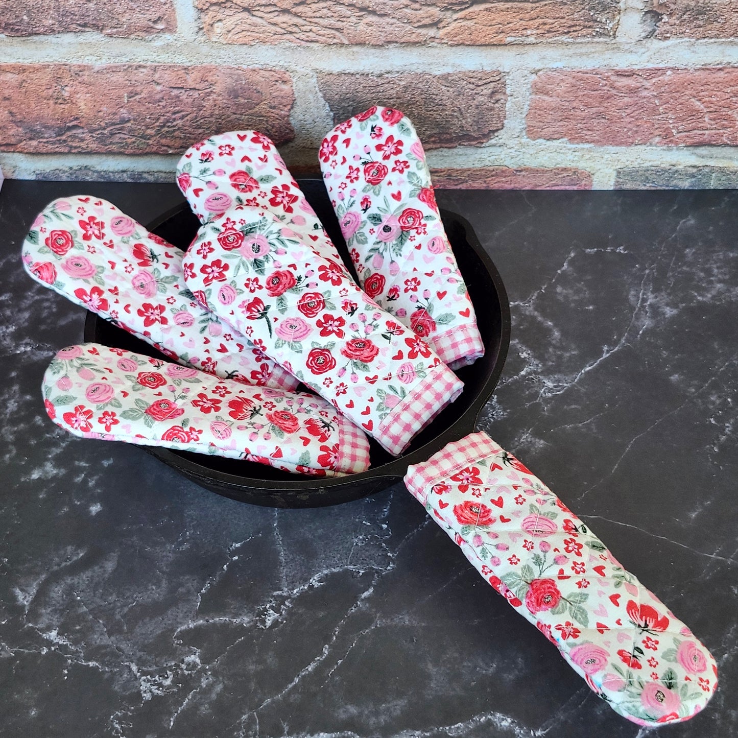 Roses and Hearts Skillet Handle Cover