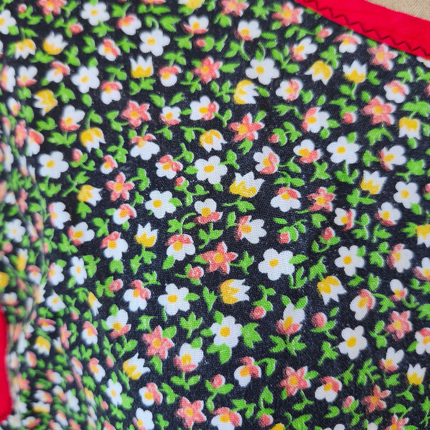 Black Floral Vintage Smock/Cobblers Apron