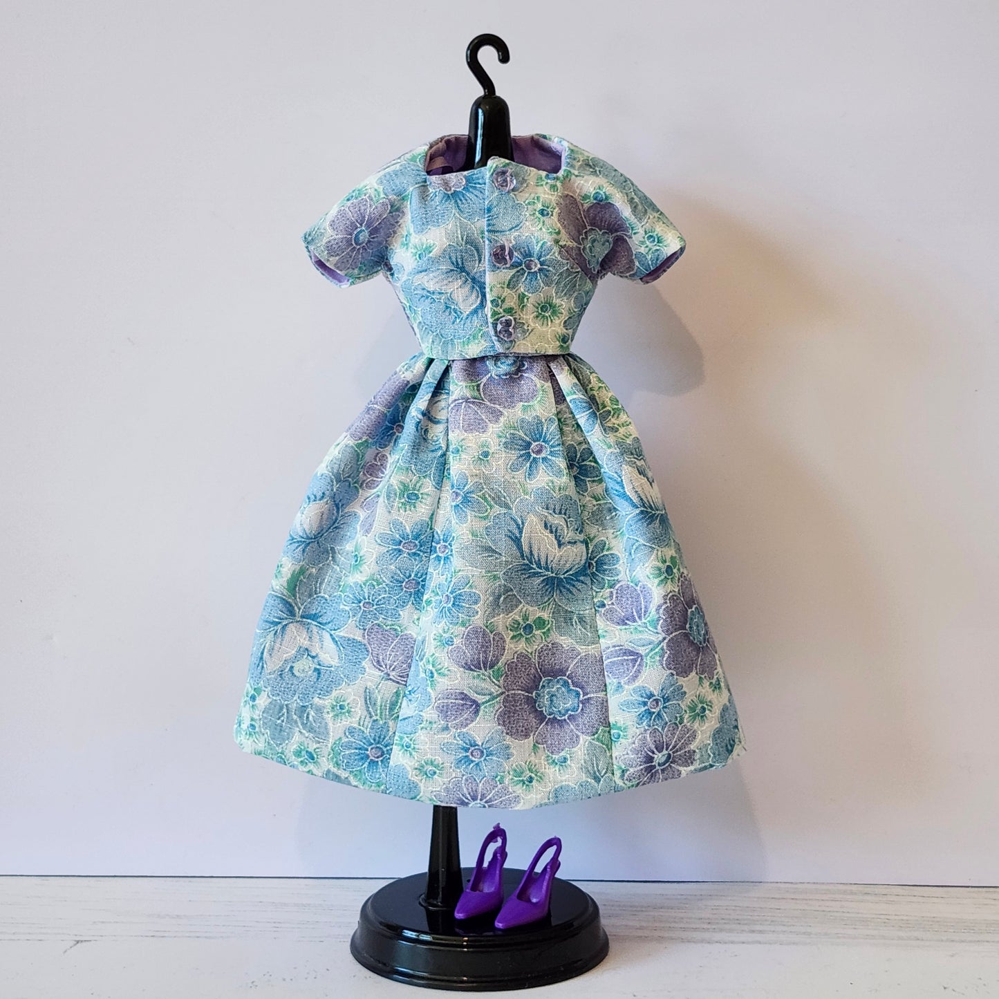 Blue and Purple Floral Party Dress Set for 11 1/2" fashion dolls