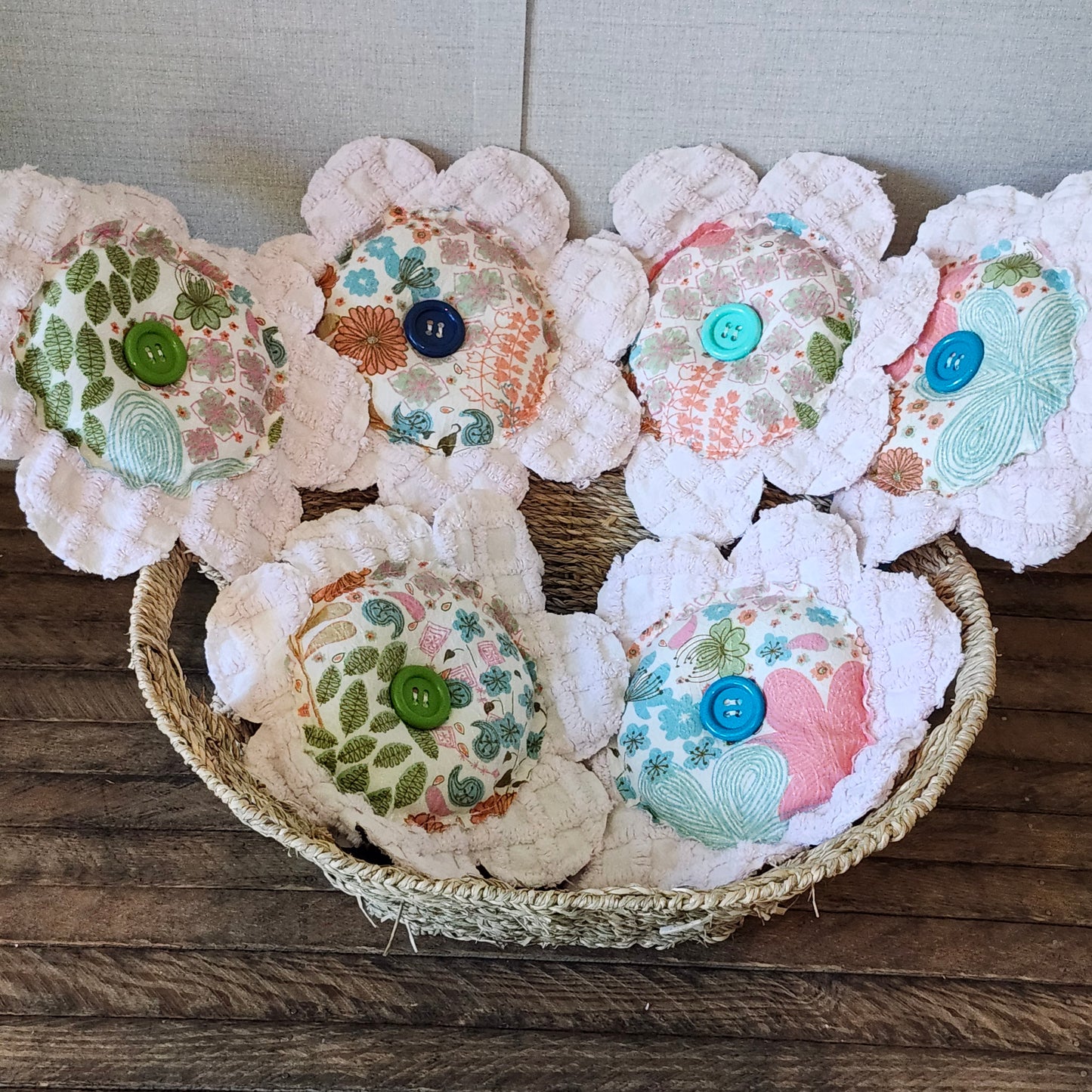 Pink Chenille Fabric Flower