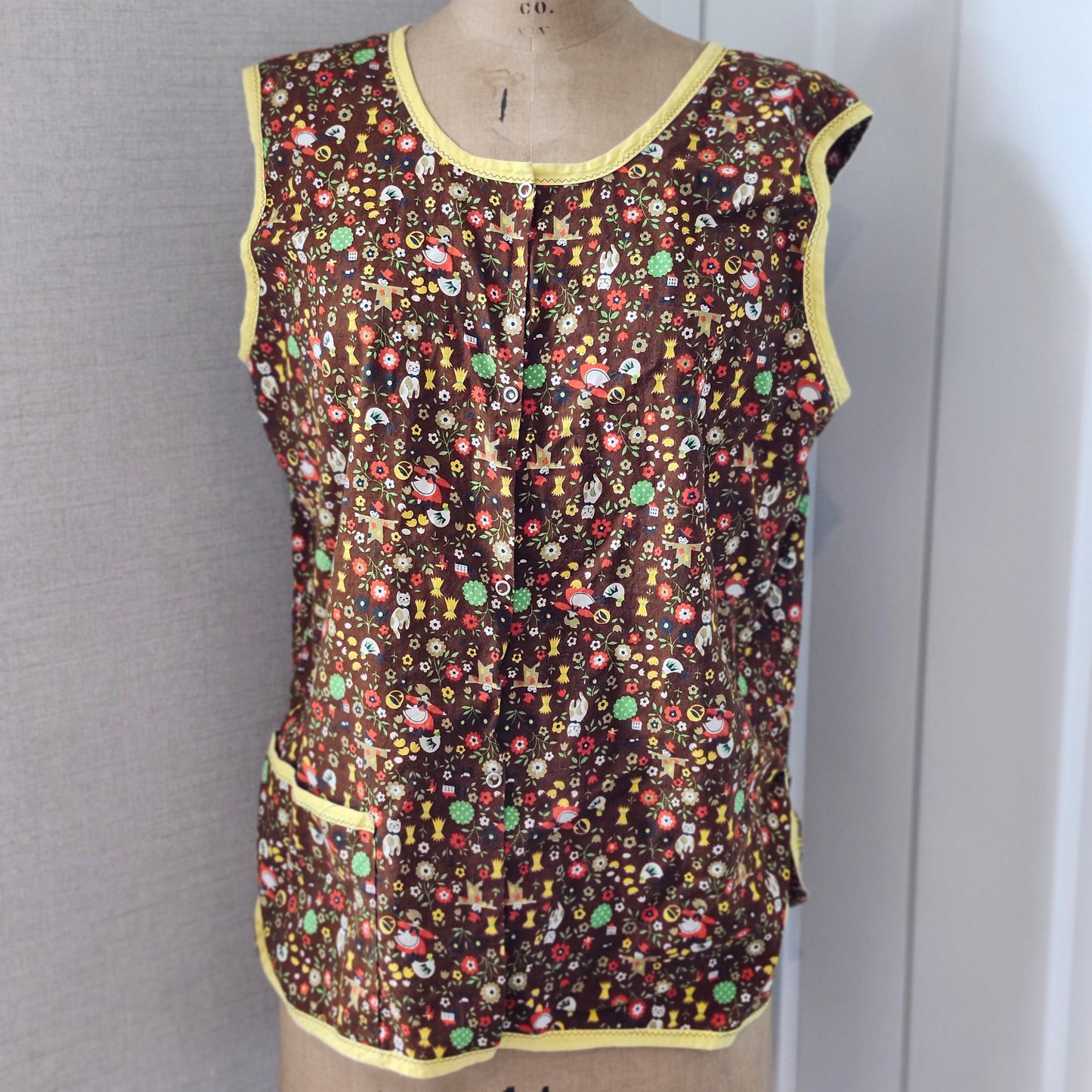 Brown Fall Print Vintage Smock/Cobblers Apron