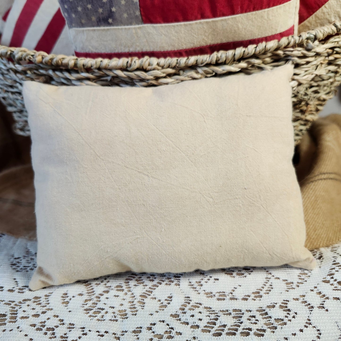 Flag Mini Pillow, shelf tuck, bowl filler