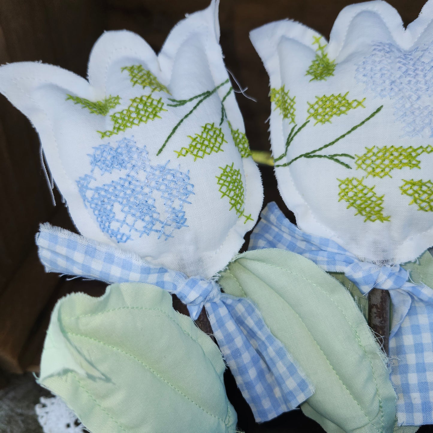 Tulip Flower handmade from vintage linens