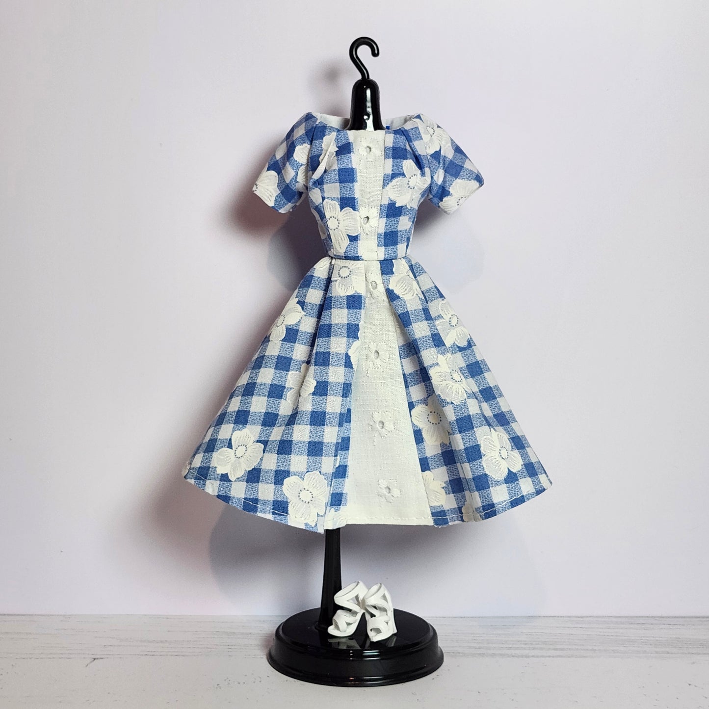 White Daisies and Blue Gingham Dress for 11 1/2" fashion dolls