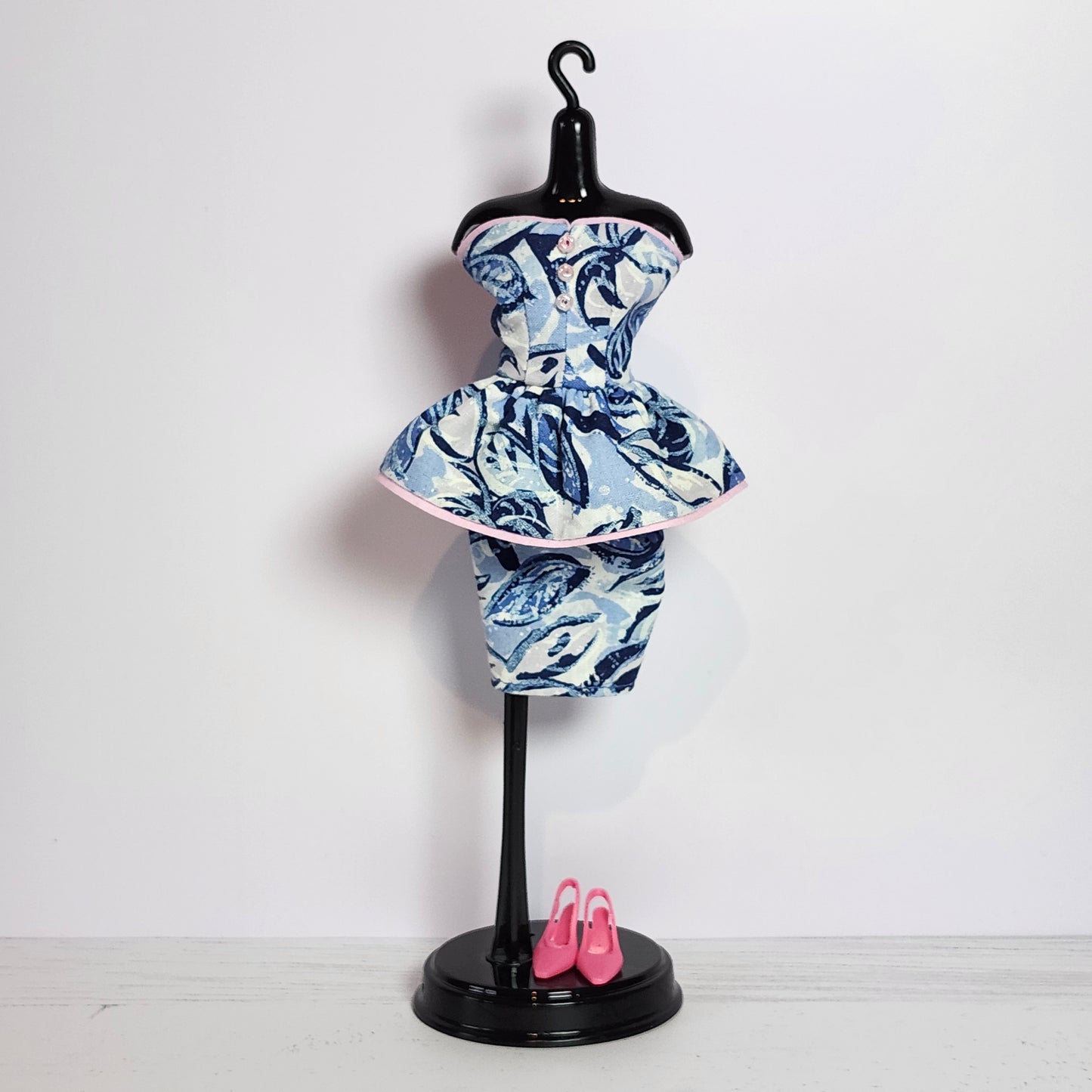 Blue Floral Peplum Outfit for 11 1/2" fashion dolls