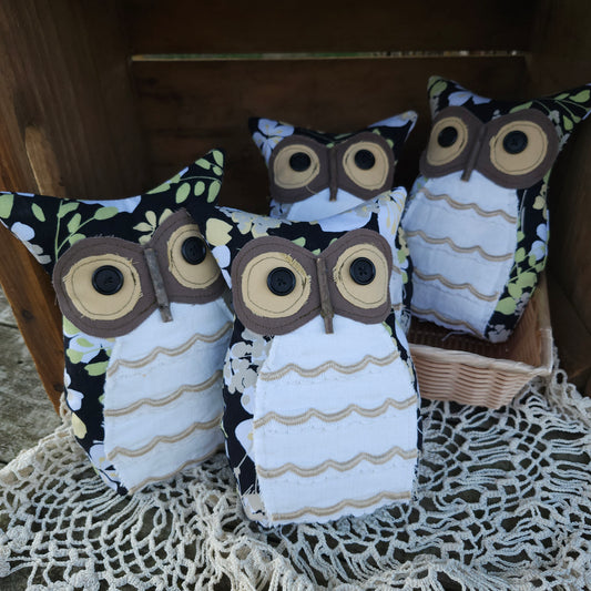 Floral Owl, handmade, vintage linens