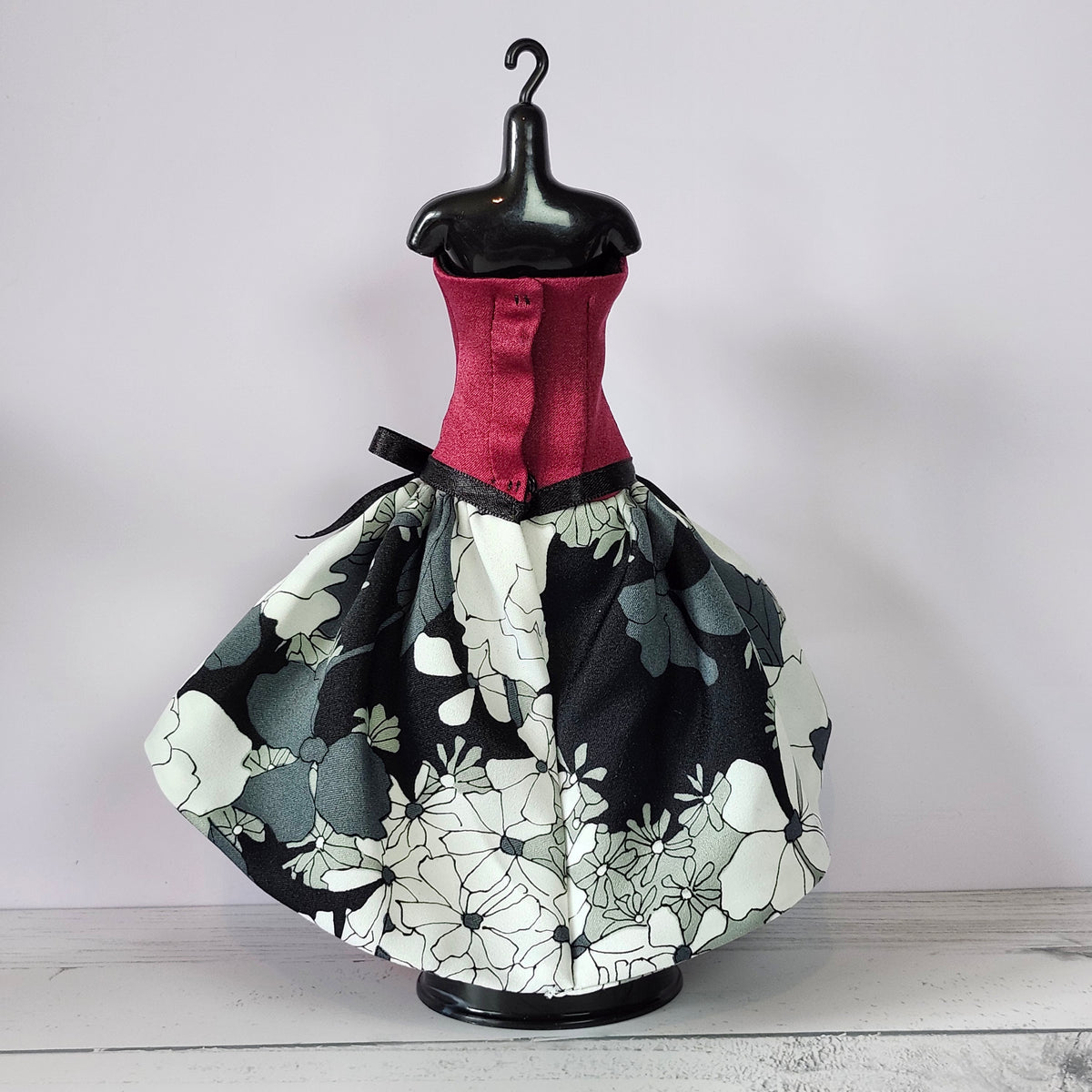 Black, White, and Red Prom Dress for 11 1/2" fashion dolls