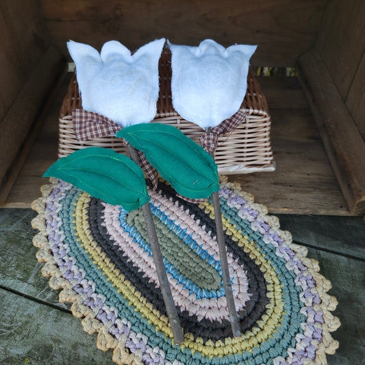 Pair of Handmade Tulips from a vintage table linen