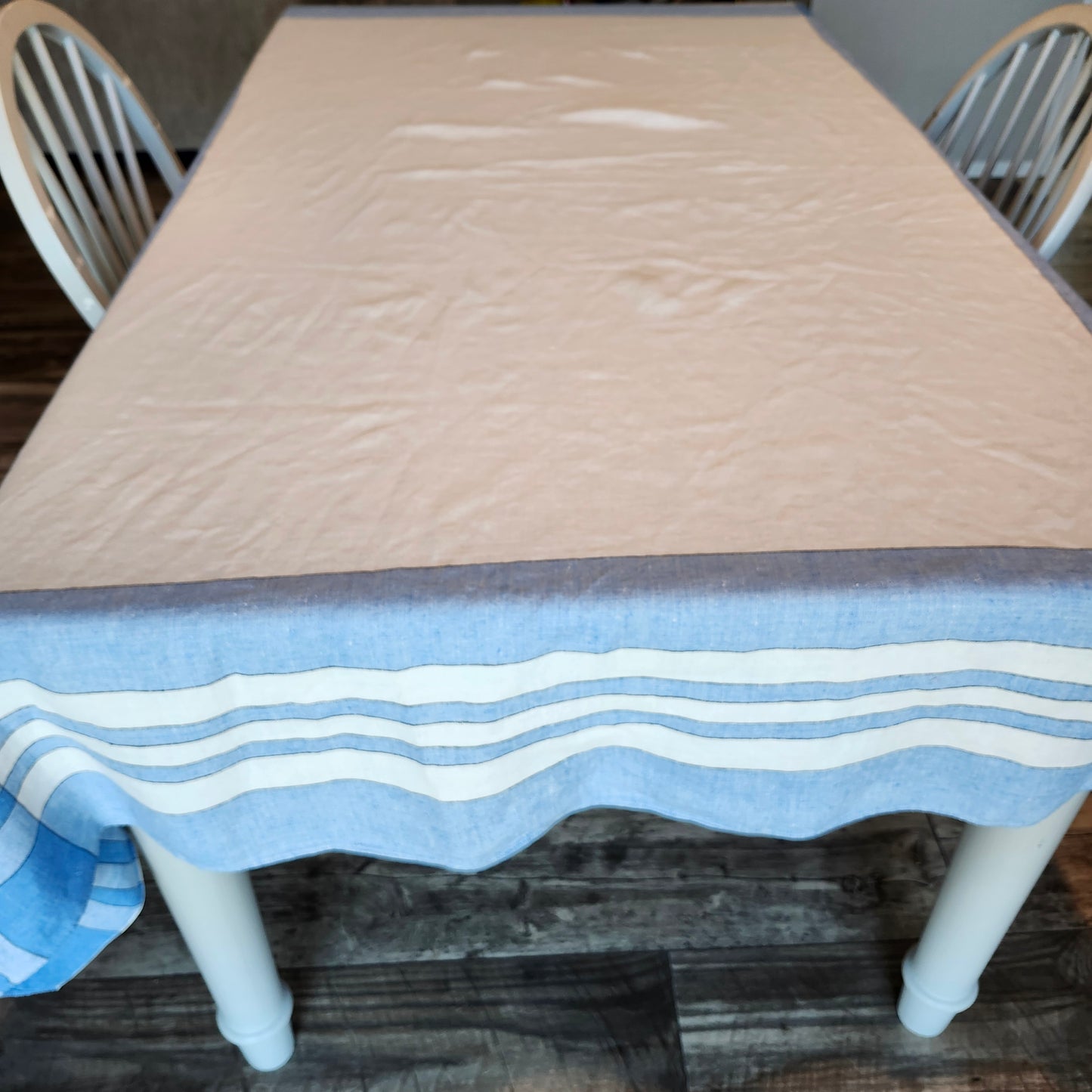 Blue and White Plaid Vintage Tablecloth