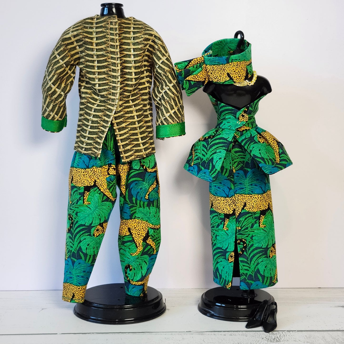 His and Hers Cheetah Print Outfits for 11 1/2" and 12" fashion dolls