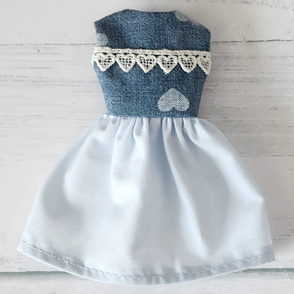 Blue Hearts Dress for 9" girl fashion dolls