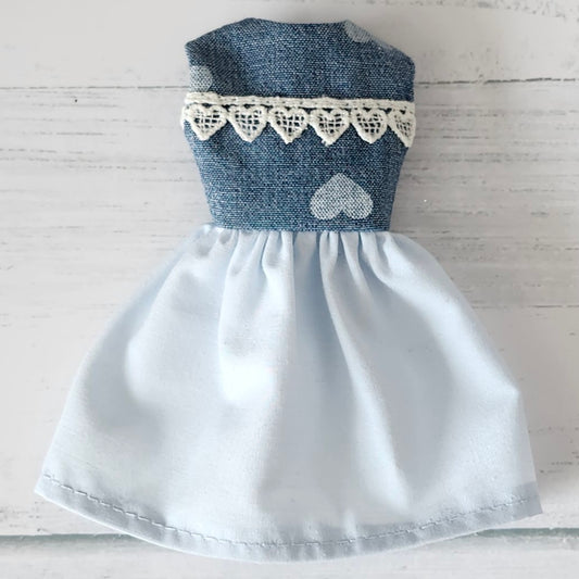 Blue Hearts Dress for 9" girl fashion dolls