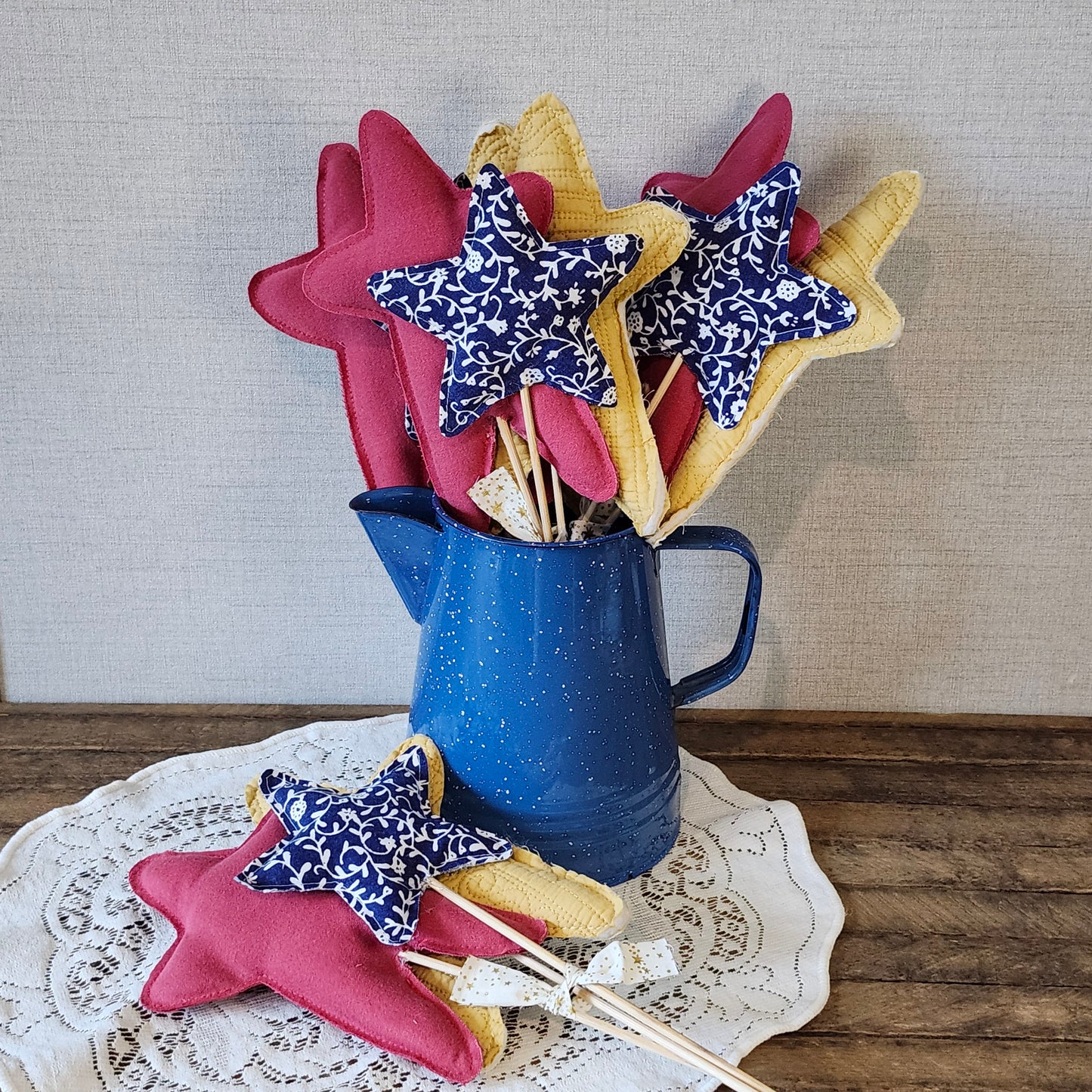 Red, Blue, and Gold Stars, set of 3