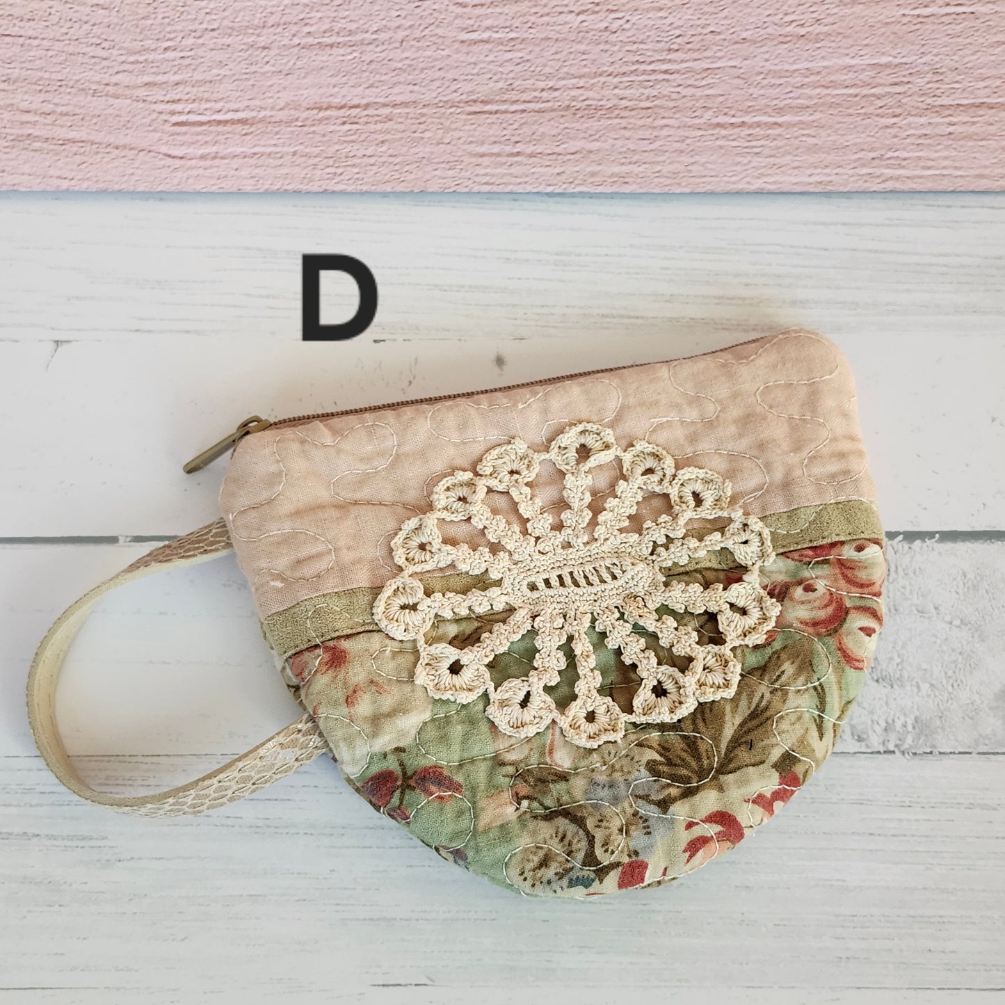 Flowers and Lace Quilted Teacup Pouch