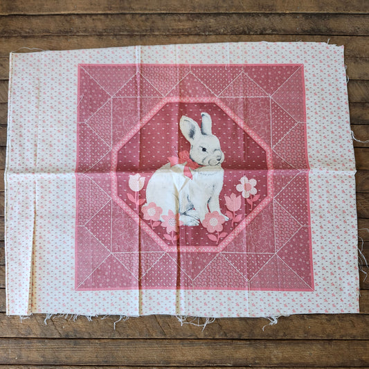 Bunny on Pink Background Pillow Cut and Sew Panel