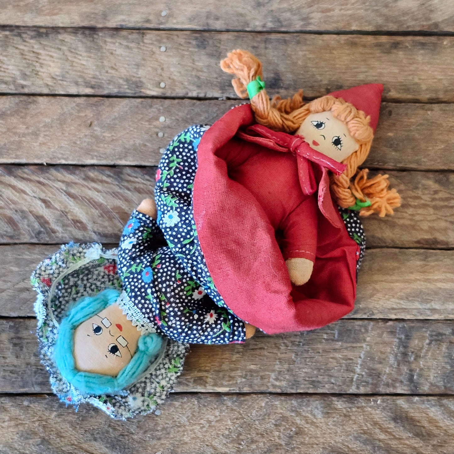 Little Red Riding Hood, Grandma, Big Bad Wolf, Three in One Topsy Turvy Doll