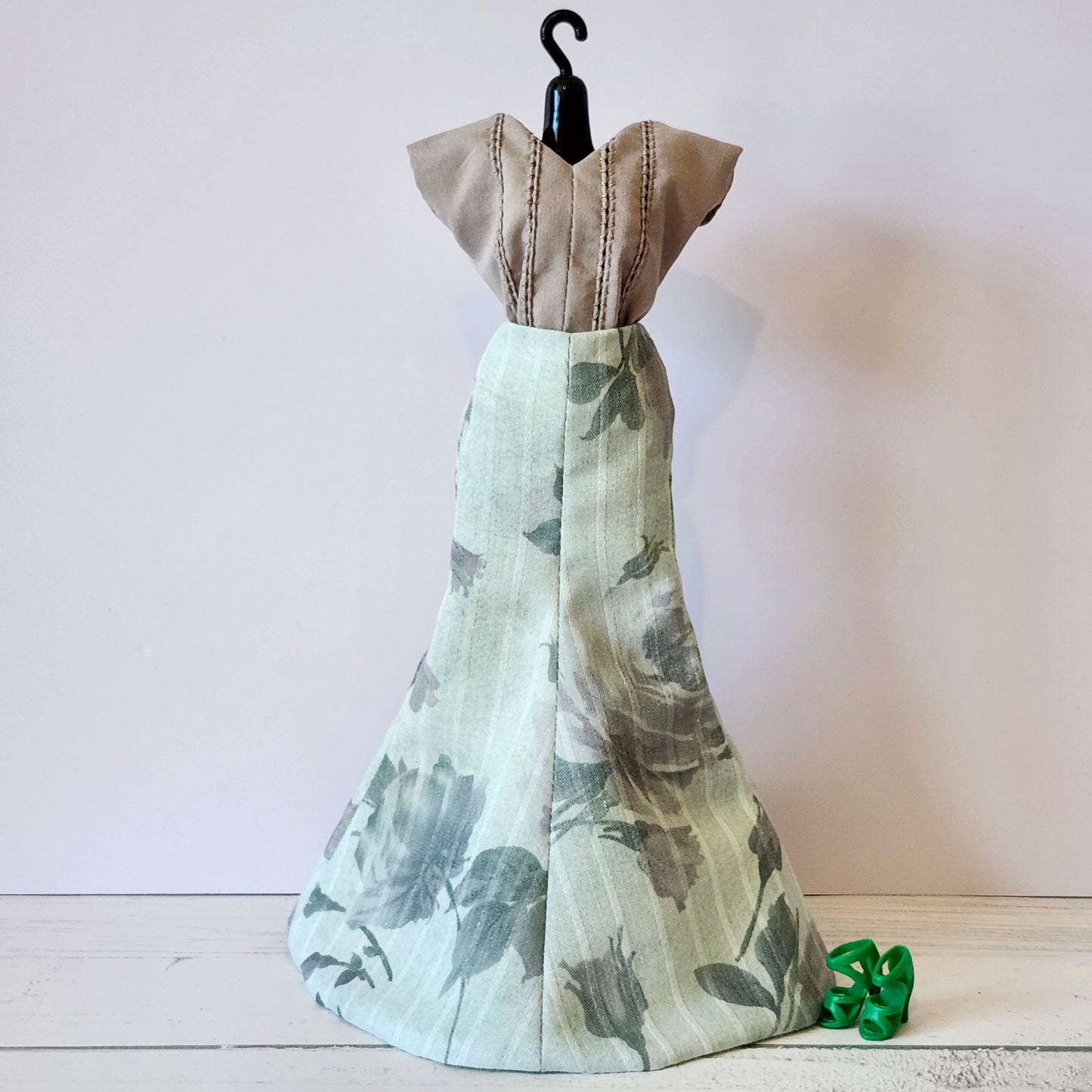 Green Floral Skirt and Purple Blouse for 11 1/2" fashion dolls