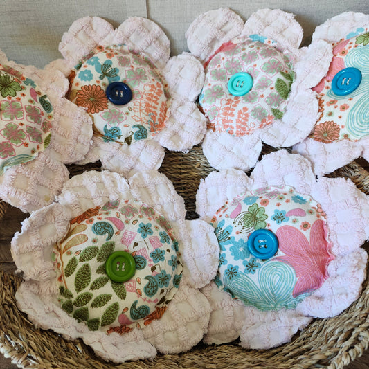 Pink Chenille Fabric Flower