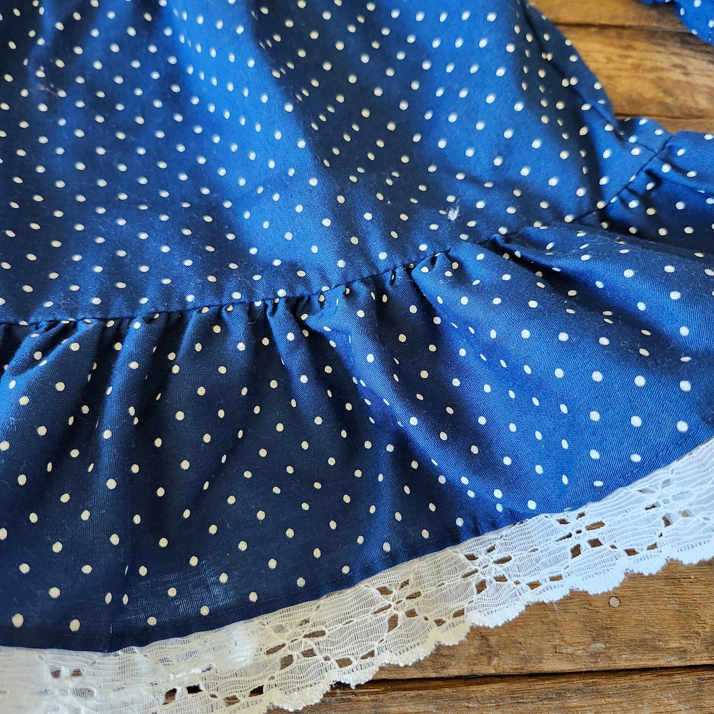 Blue Polka Dot Vintage 1980s Sears Dress for Girl size 4