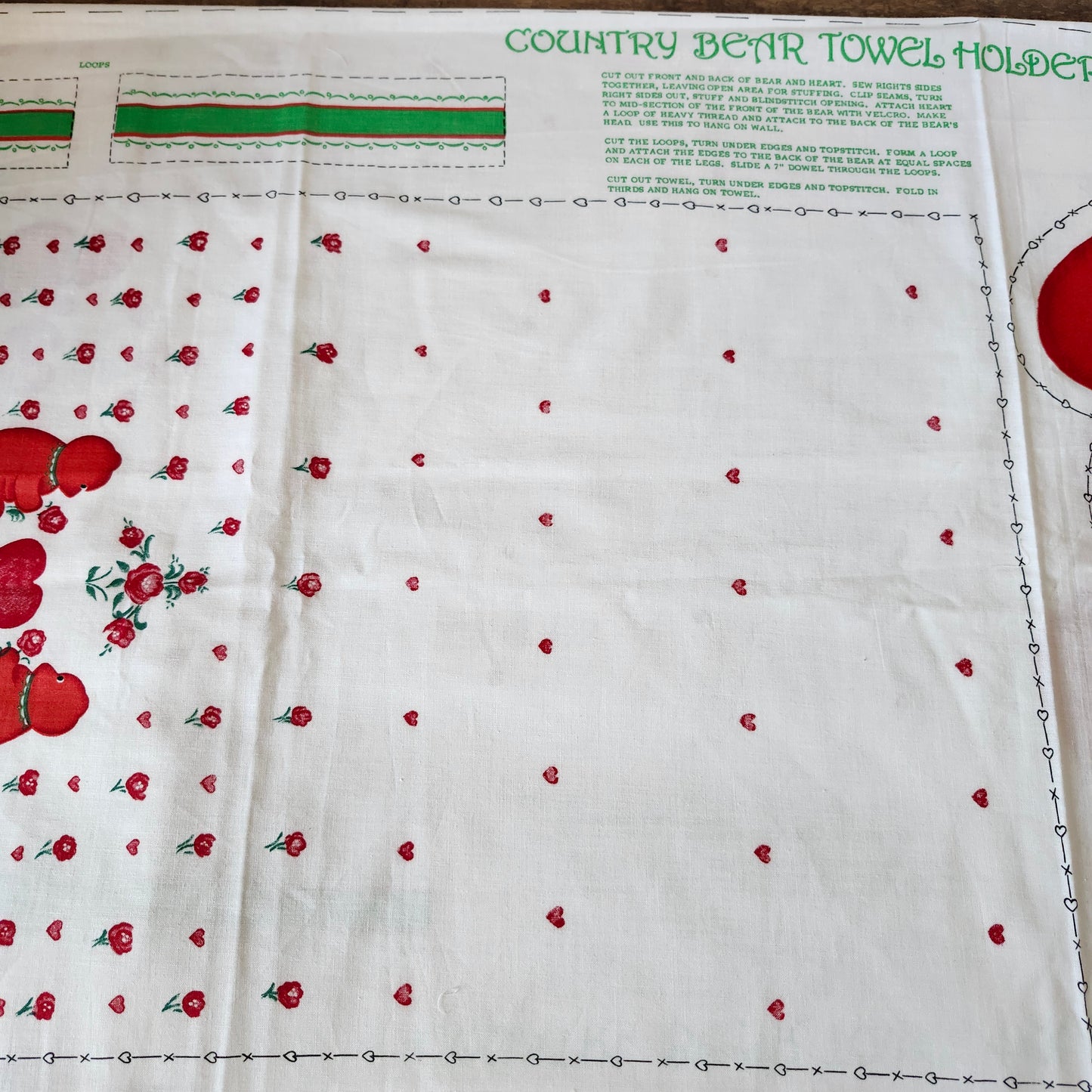 Country Bear Towel Holder Cut and Sew Panel