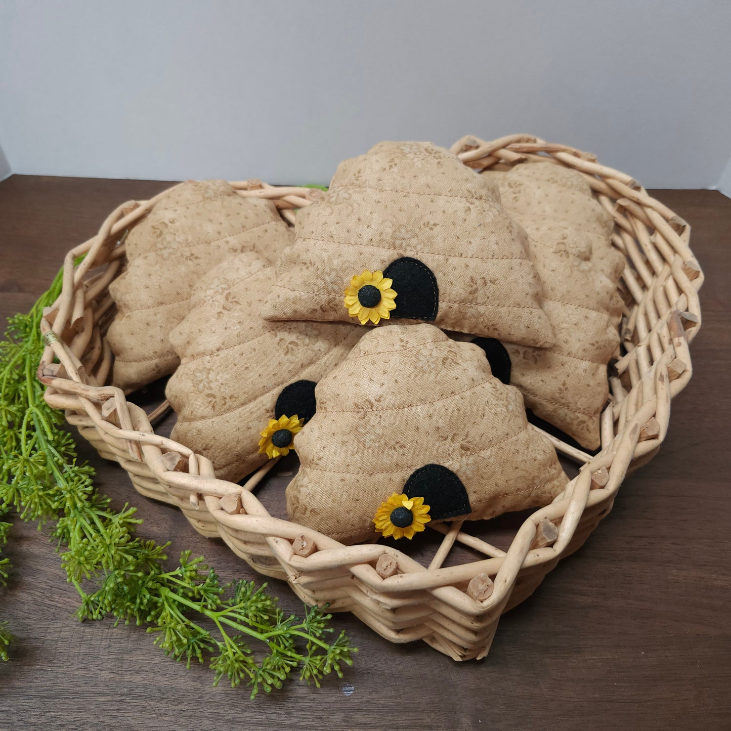 Bee Skep Bowl Filler, Bee Hive Ornament, Shelf Tuck