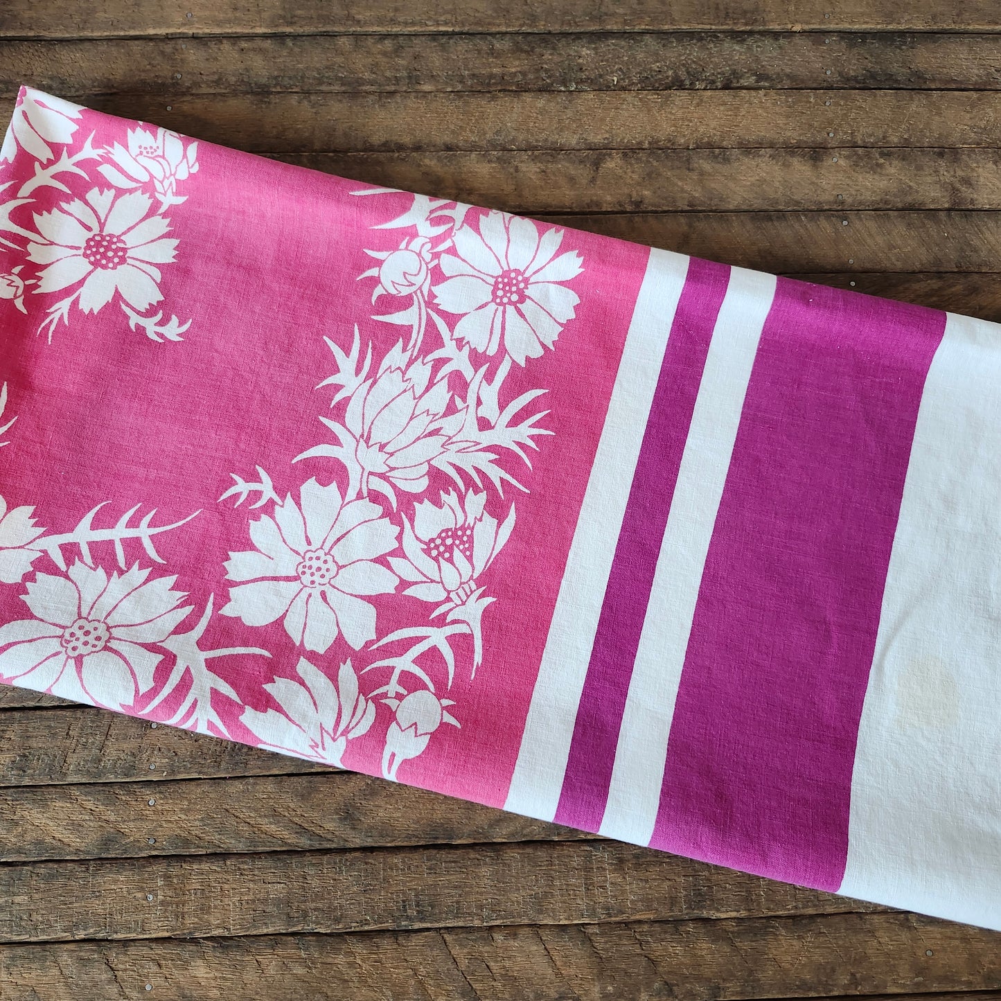 Shades of Pink Floral Vintage Tablecloth