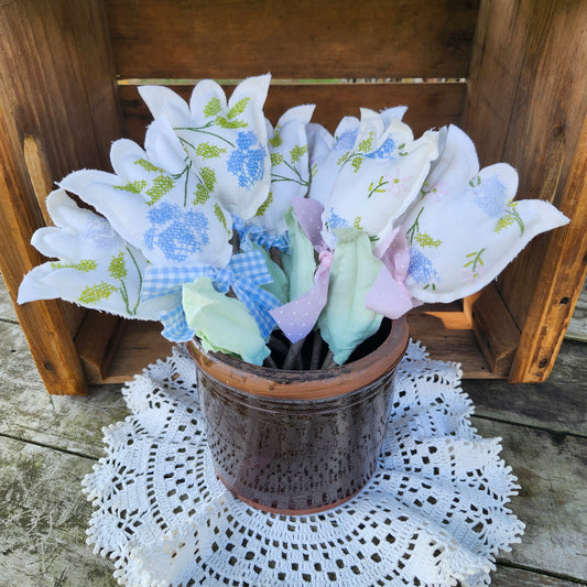 Tulip Flower handmade from vintage linens