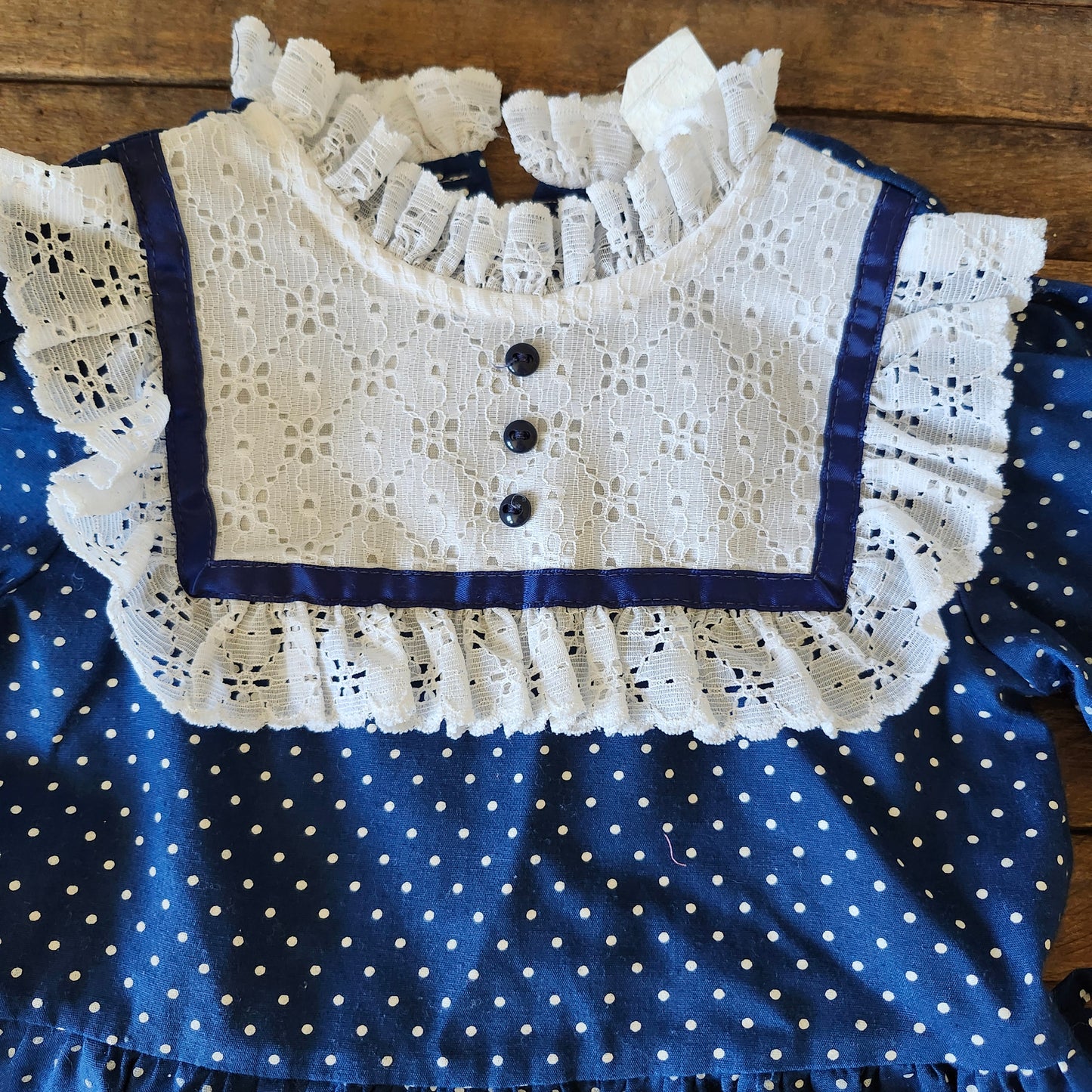 Blue Polka Dot Vintage 1980s Sears Dress for Girl size 4