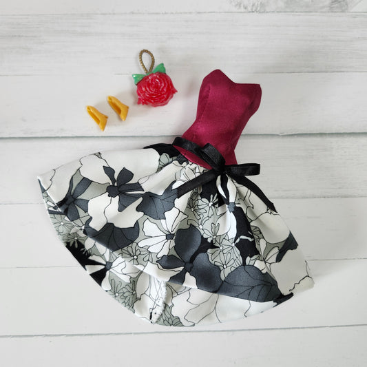 Black, White, and Red Prom Dress for 11 1/2" fashion dolls