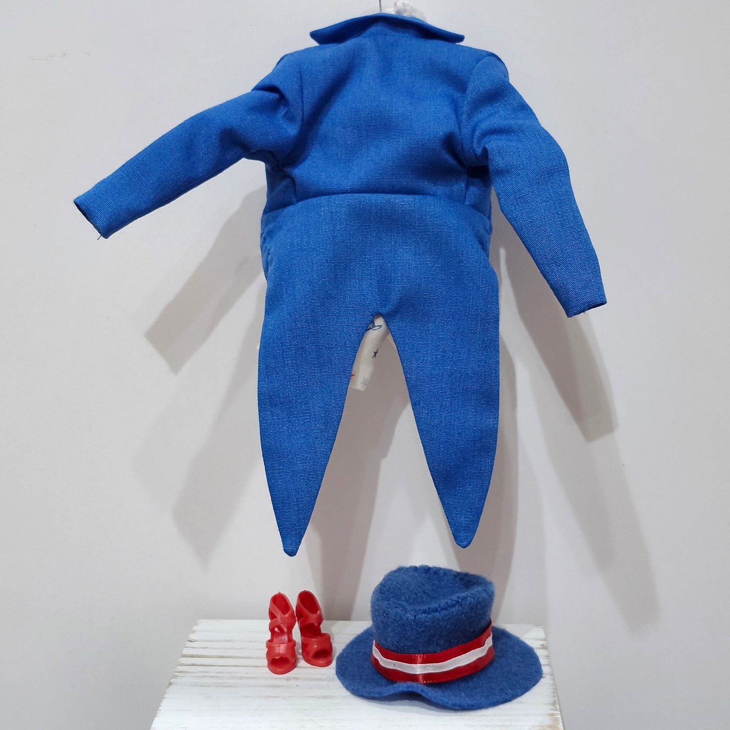 Patriotic Carnival Outfit for 11 1/2" fashion dolls, vintage hankie, OOAK