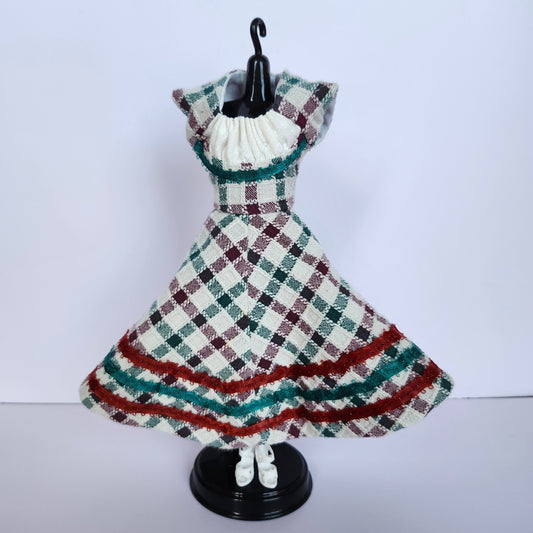 Christmas Plaid and Ribbons Dress for 11 1/2" fashion doll